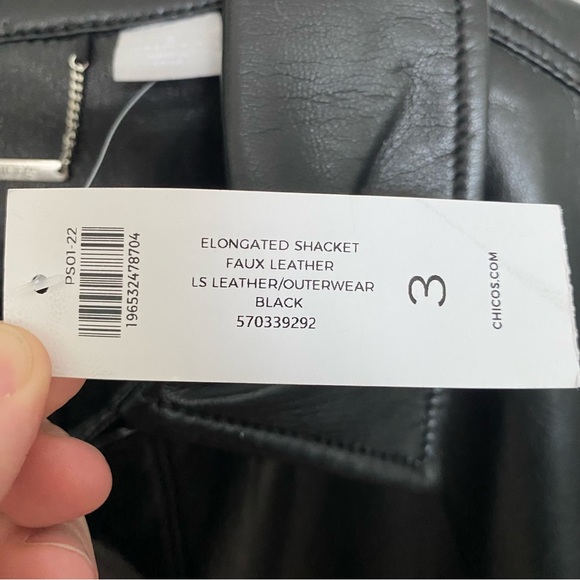 NWT Chico’s Elongated Faux Leather Jacket Size XL - Picture 3 of 3